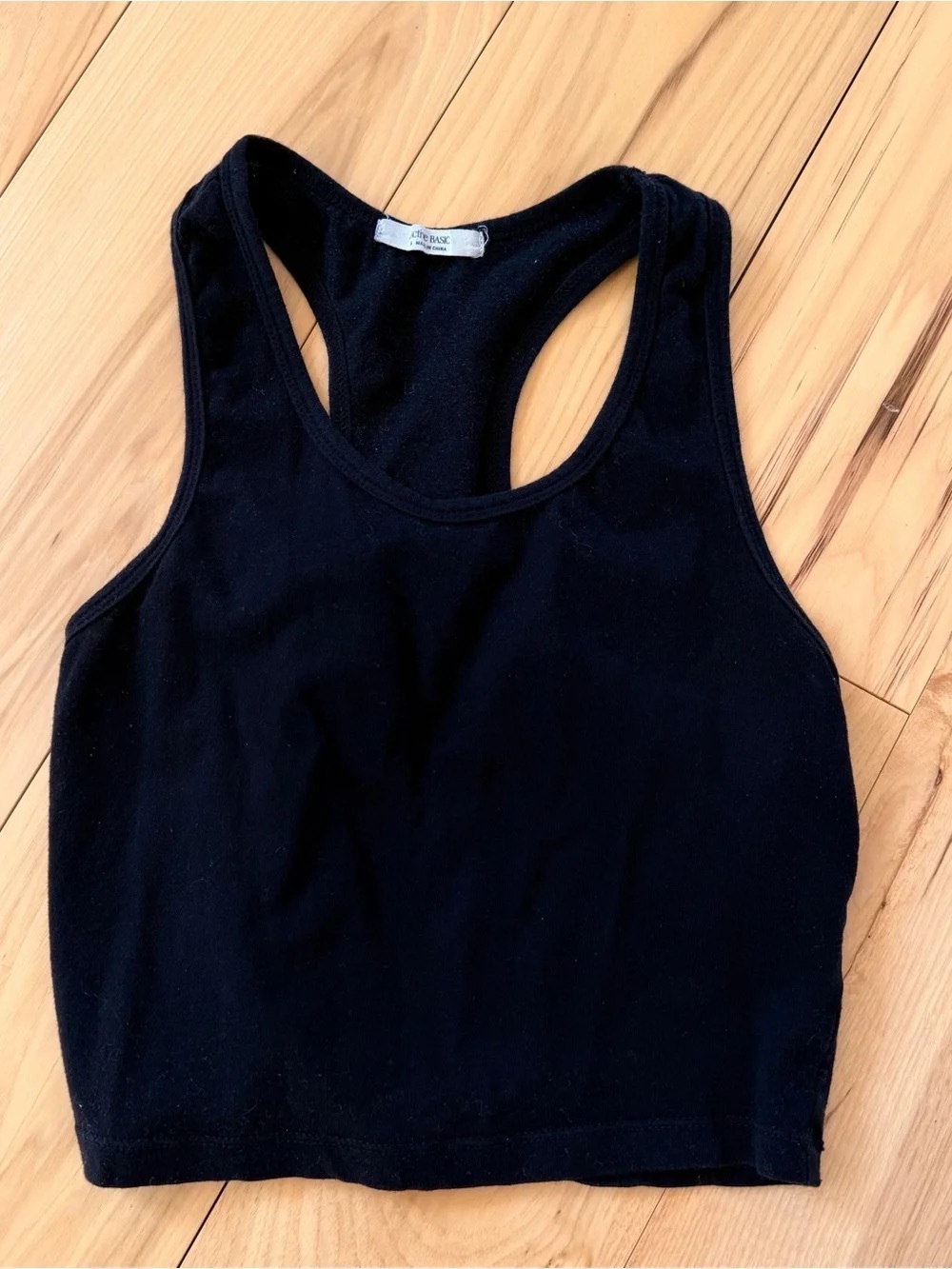 Active Basic Black Racerback Crop Tank